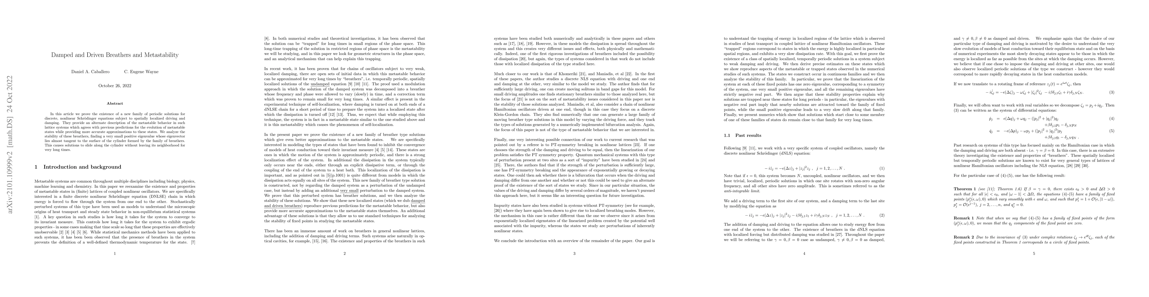 Thumbnail for Damped and Driven Breathers and Metastability