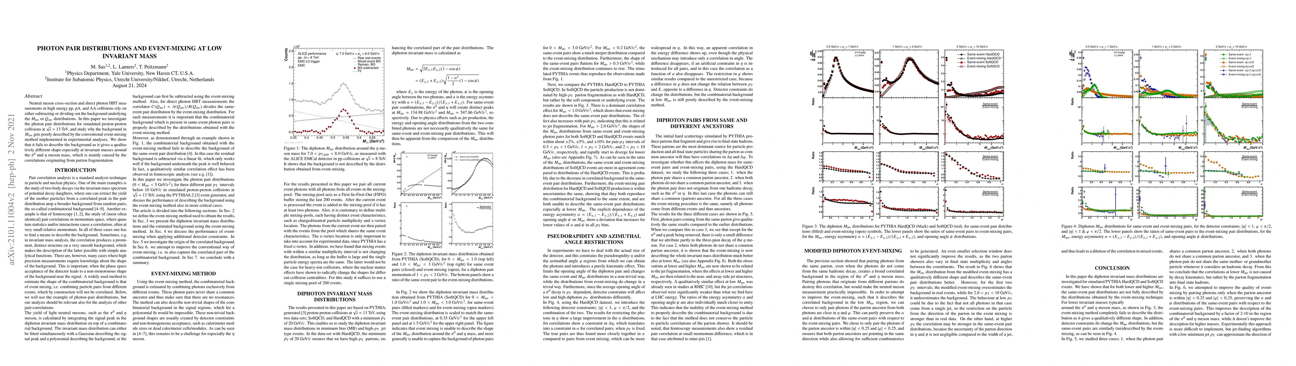 Thumbnail for Photon pair distributions and event-mixing at low invariant mass
