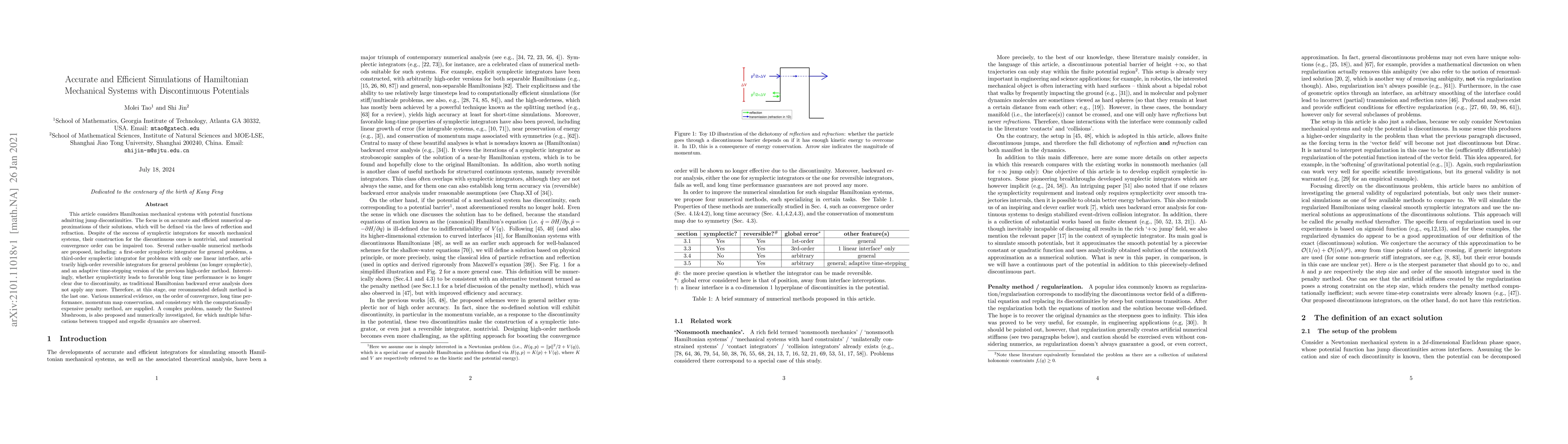 Thumbnail for Accurate and Efficient Simulations of Hamiltonian Mechanical Systems
  with Discontinuous Potentials