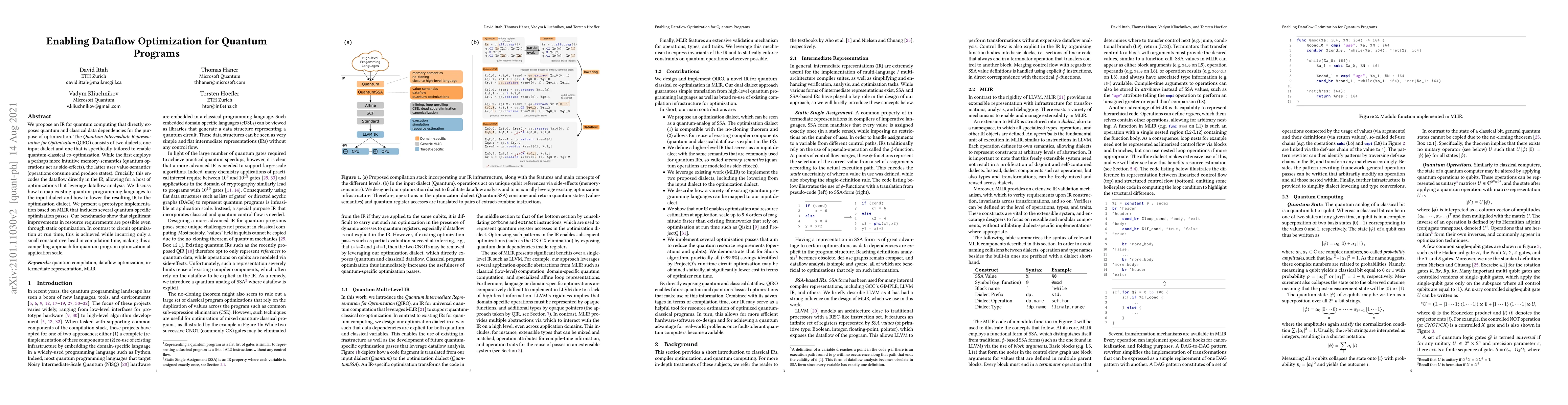 Thumbnail for Enabling Dataflow Optimization for Quantum Programs