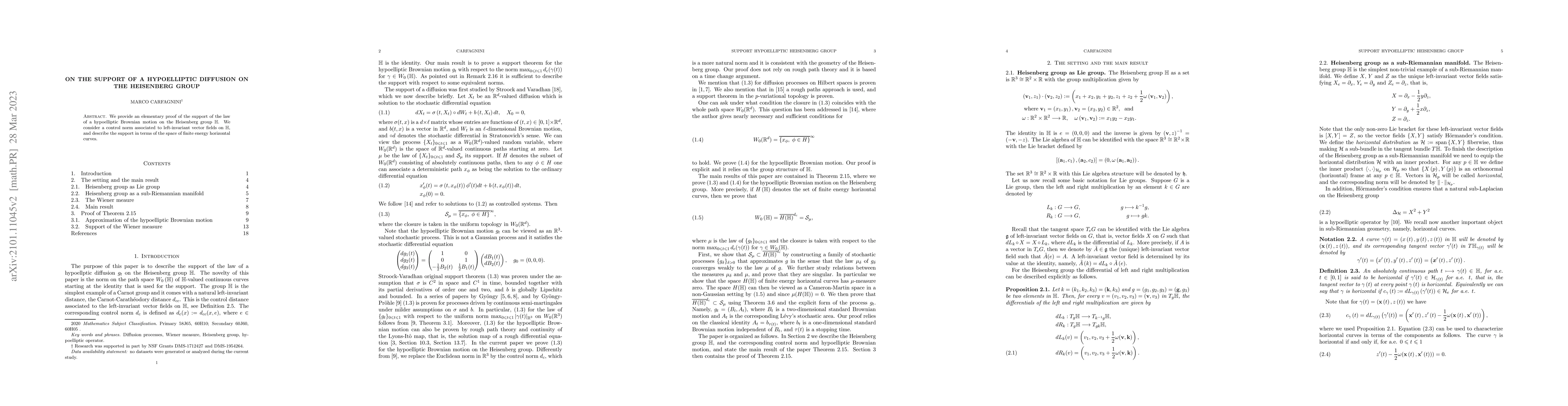 Thumbnail for On the Support of a hypoelliptic diffusion on the Heisenberg group