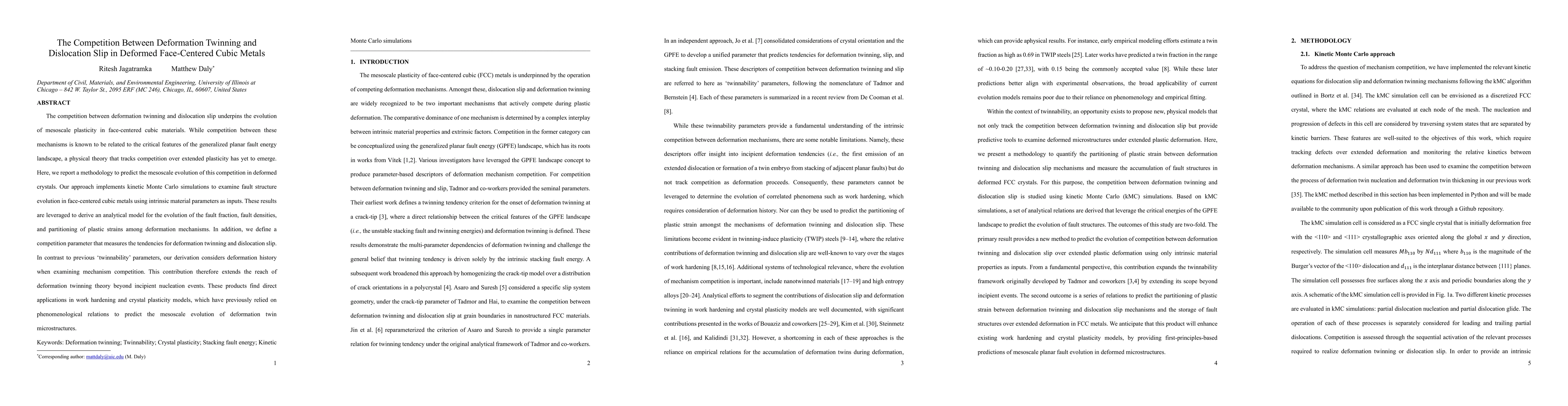 Thumbnail for The Competition Between Deformation Twinning and Dislocation Slip in
  Deformed Face-Centered Cubic Metals