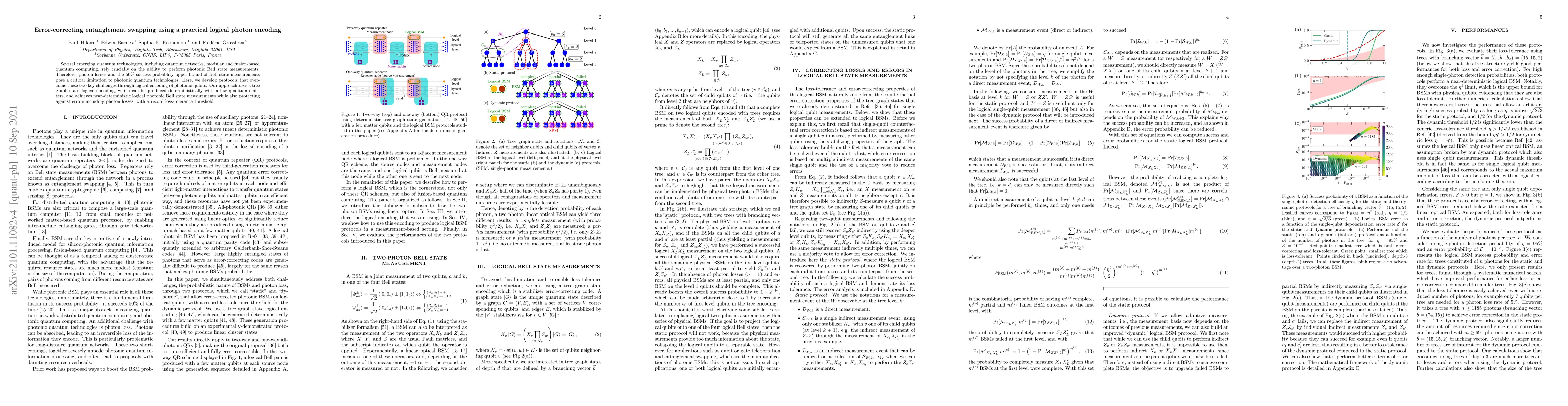 Thumbnail for Error-correcting entanglement swapping using a practical logical photon
  encoding