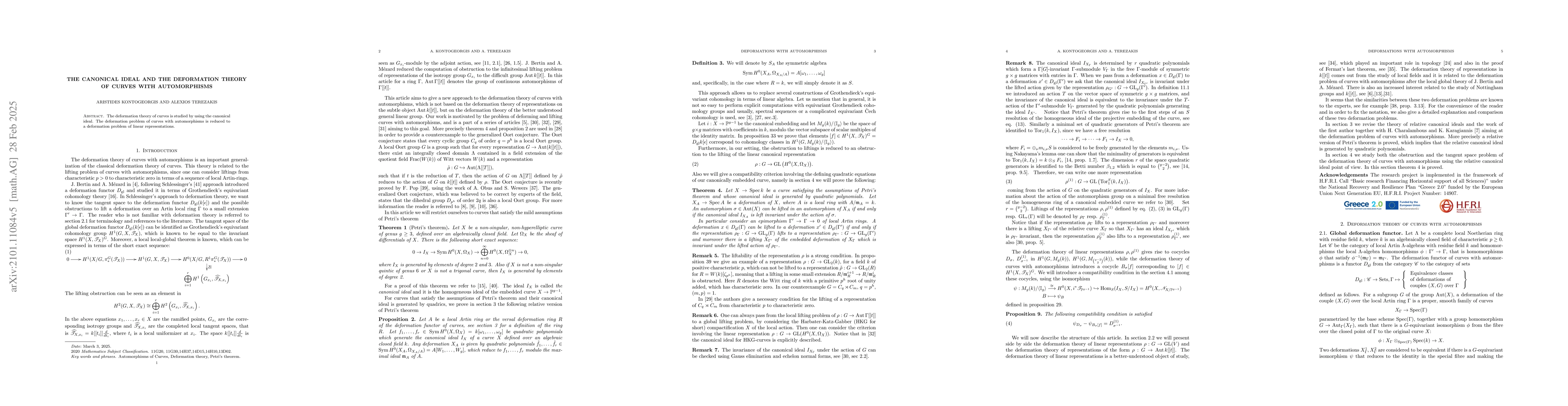 Thumbnail for The canonical ideal and the deformation theory of curves with
  automorphisms
