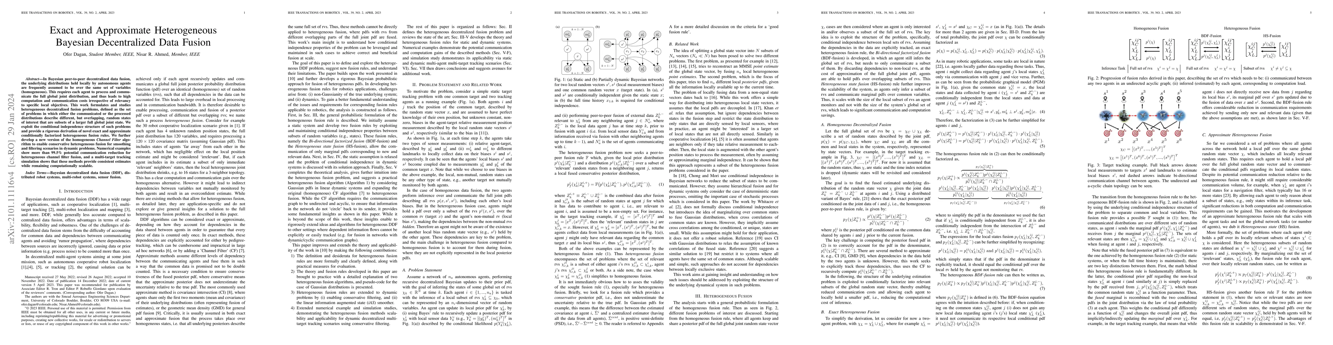 Thumbnail for Exact and Approximate Heterogeneous Bayesian Decentralized Data Fusion