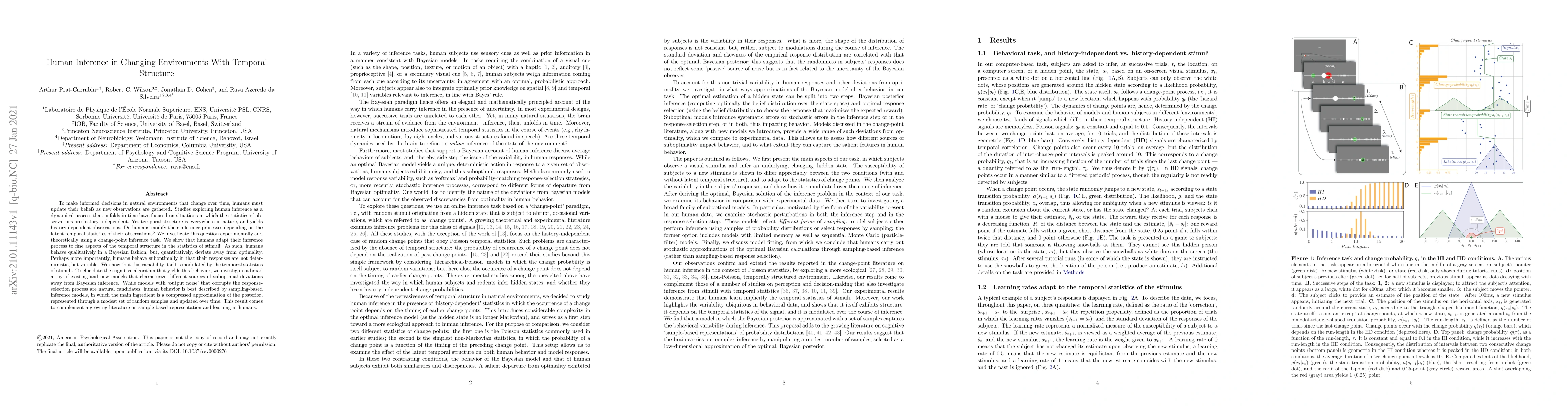Thumbnail for Human Inference in Changing Environments With Temporal Structure