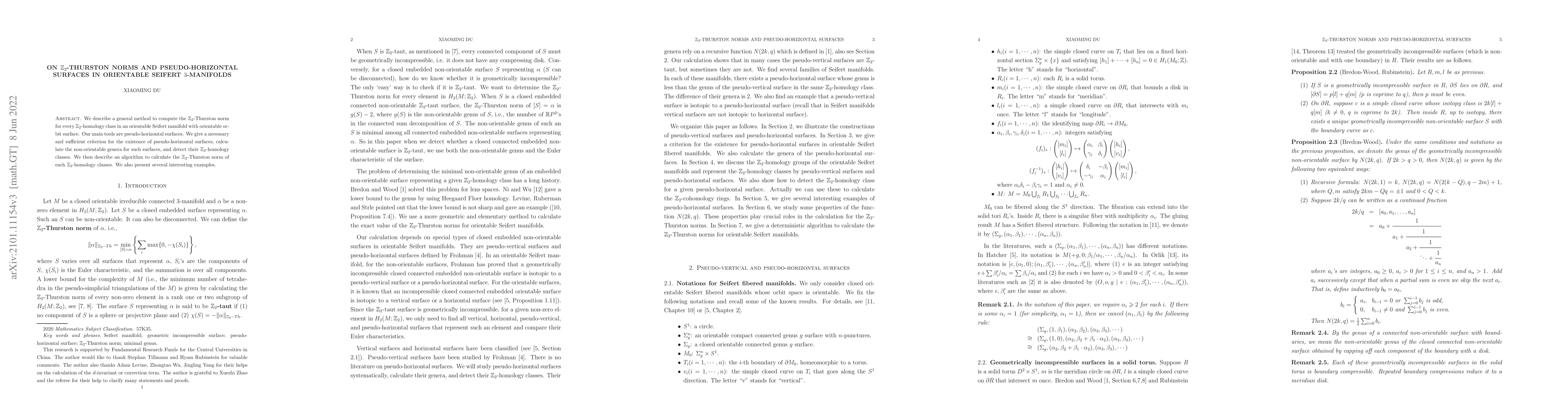 Thumbnail for On $\mathbb{Z}_2$-Thurston norms and pseudo-horizontal surfaces in
  orientable Seifert $3$-manifolds