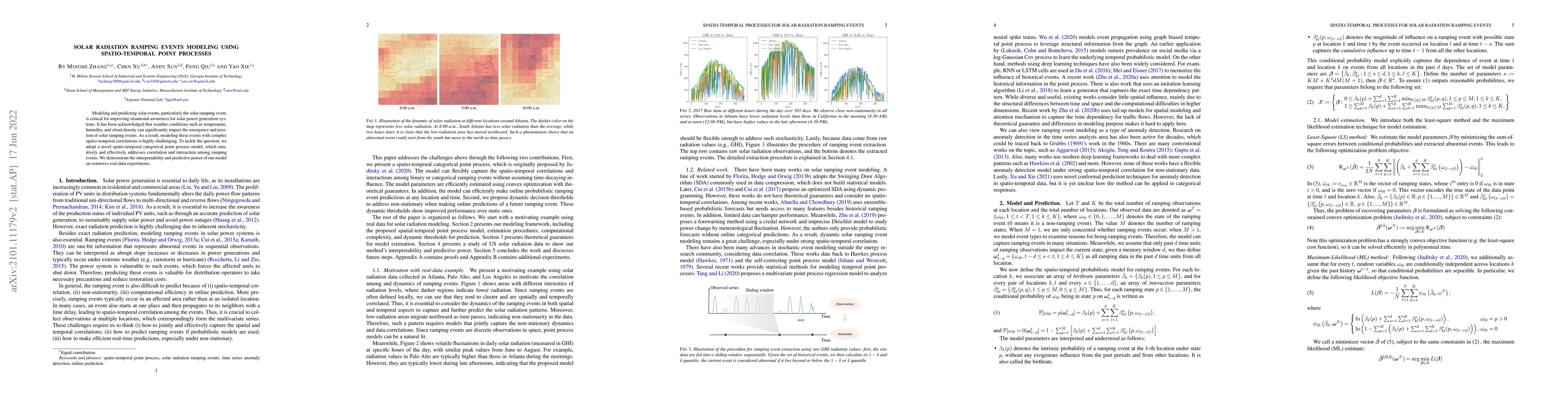 Thumbnail for Solar Radiation Ramping Events Modeling Using Spatio-temporal Point
  Processes