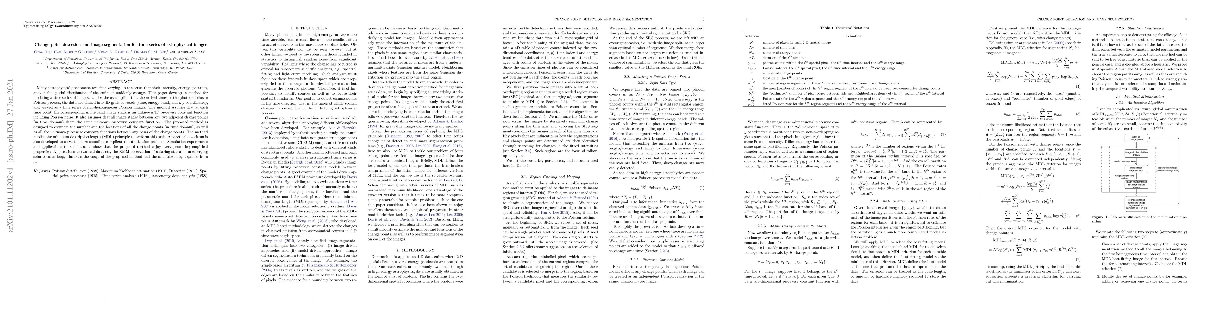 Thumbnail for Change point detection and image segmentation for time series of
  astrophysical images