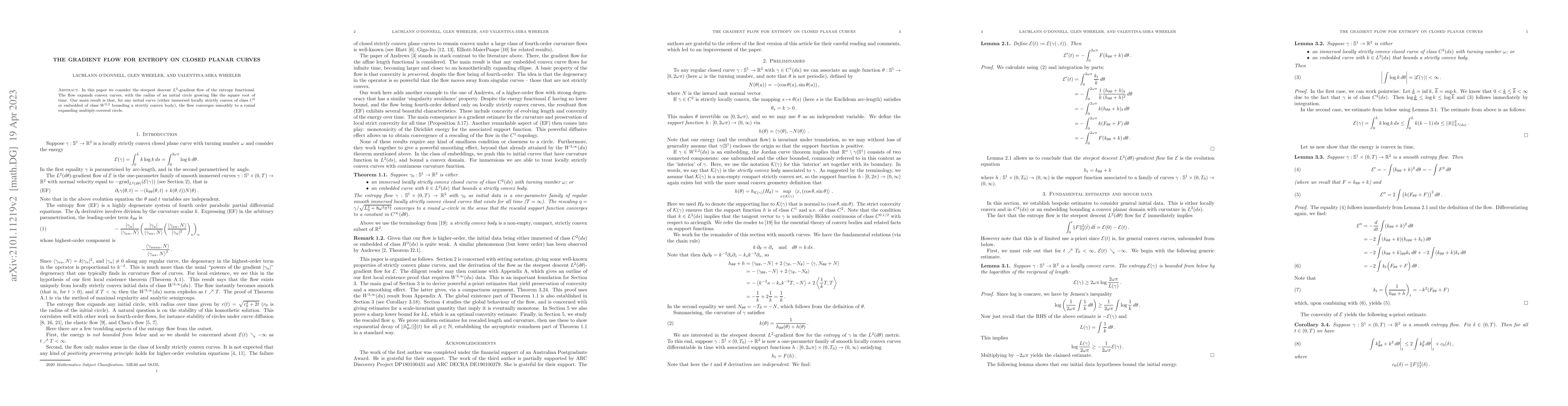 Thumbnail for The gradient flow for entropy on closed planar curves
