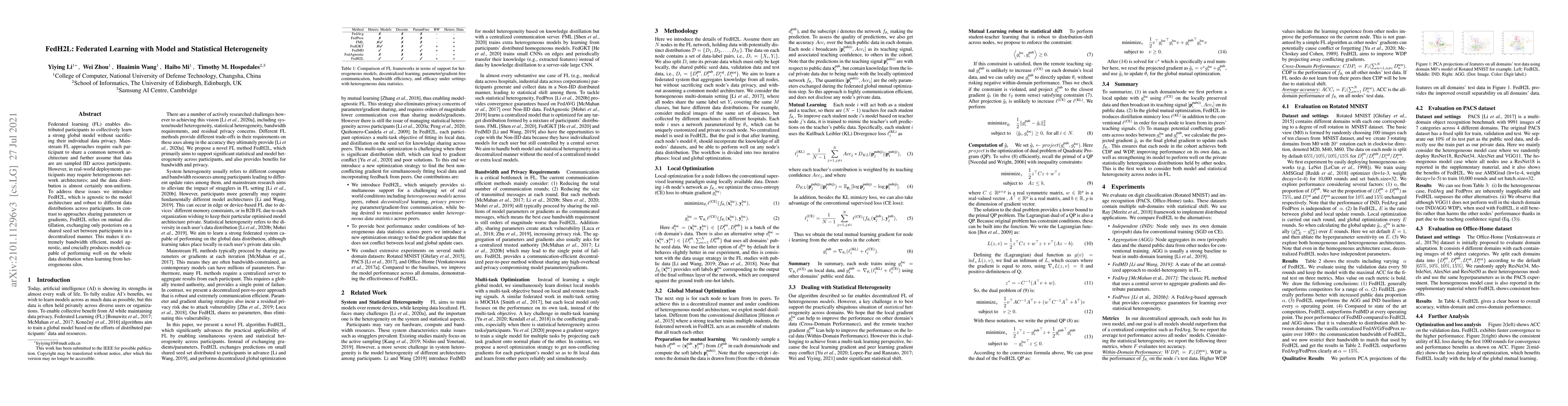 Thumbnail for FedH2L: Federated Learning with Model and Statistical Heterogeneity
