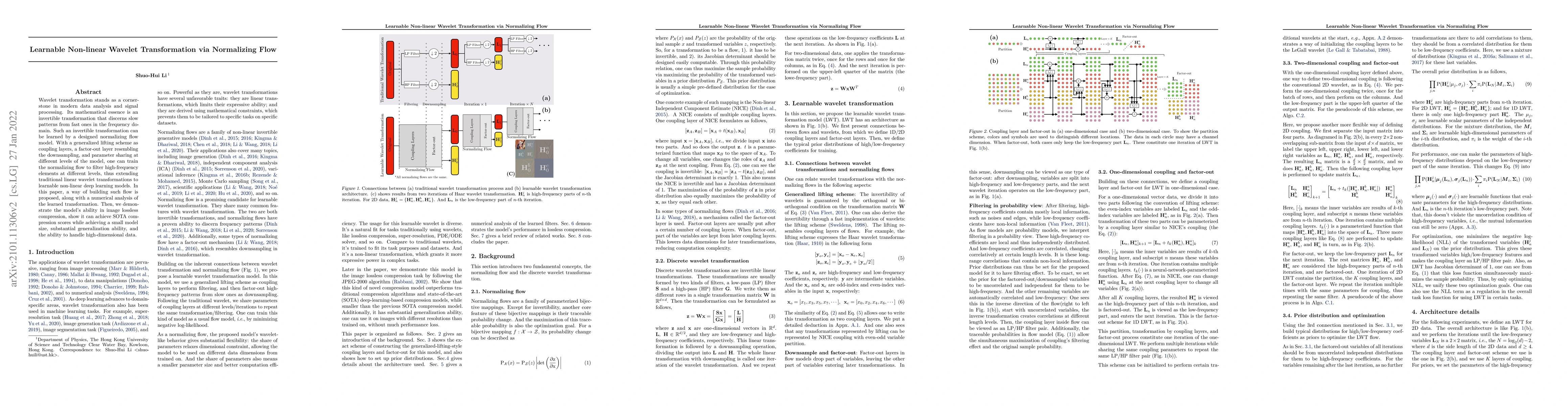 Thumbnail for Learning Non-linear Wavelet Transformation via Normalizing Flow