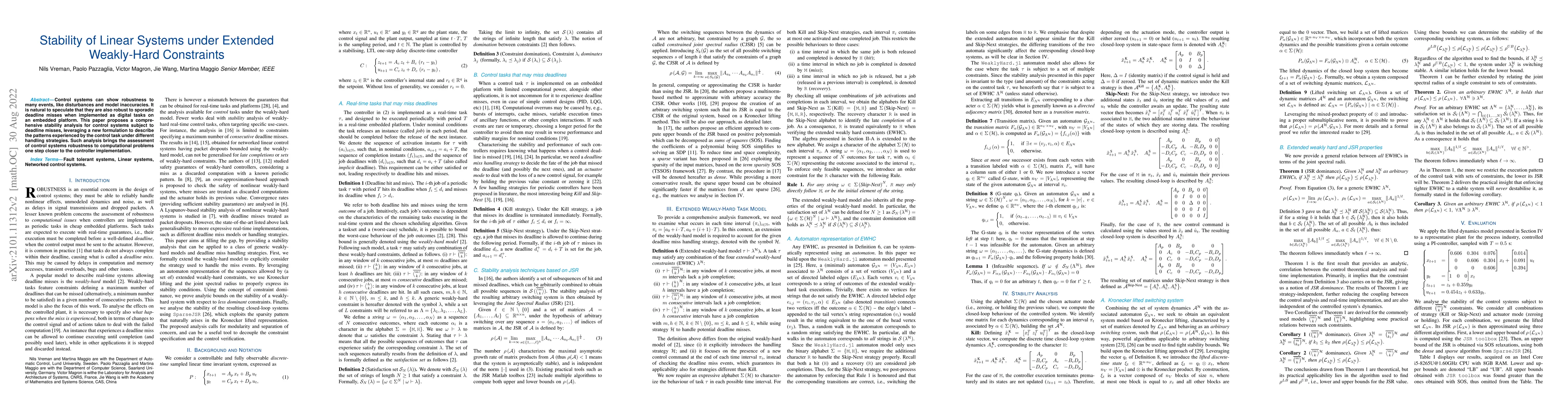 Thumbnail for Stability of Linear Systems under Extended Weakly-Hard Constraints