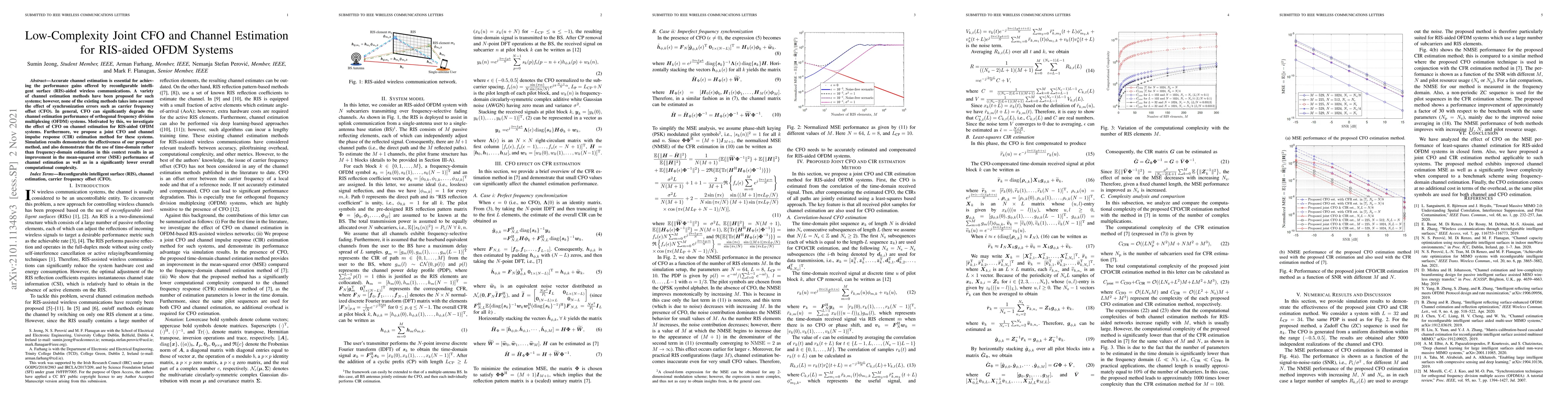 Thumbnail for Low-Complexity Joint CFO and Channel Estimation for RIS-aided OFDM
  Systems