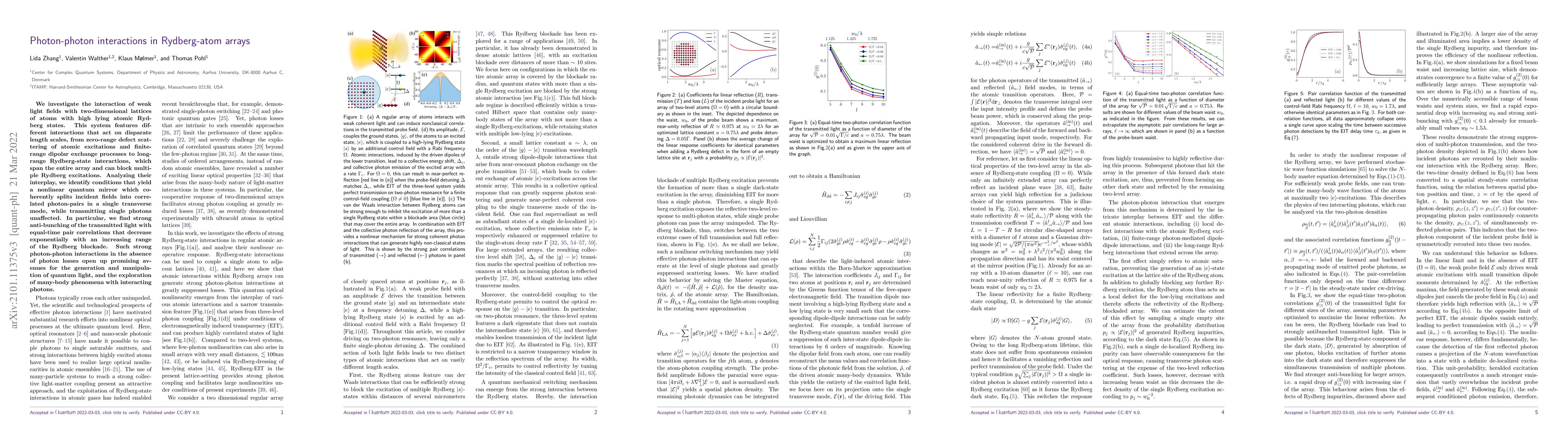 Thumbnail for Photon-photon interactions in Rydberg-atom arrays