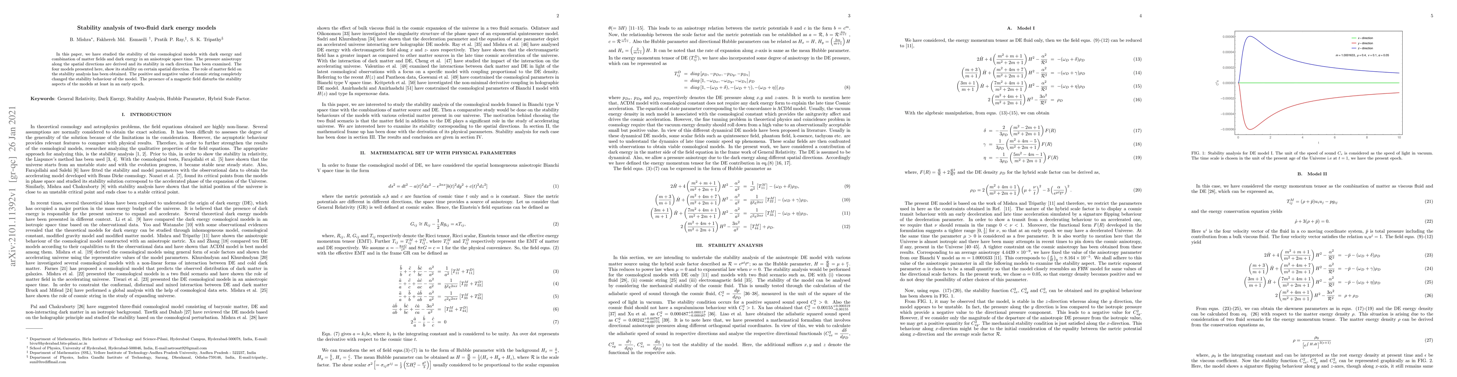 Thumbnail for Stability analysis of two-fluid dark energy models