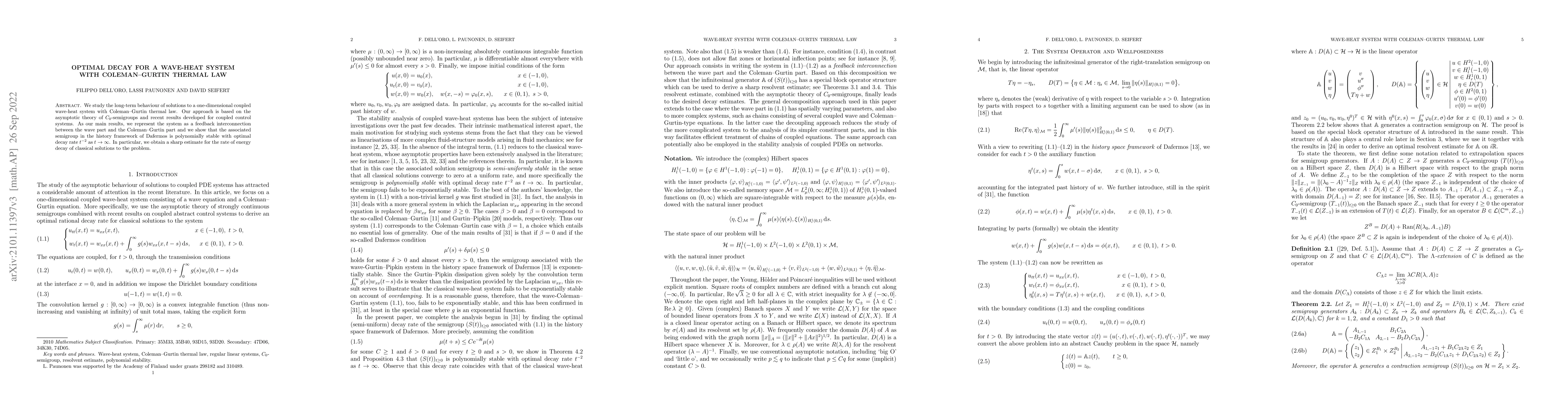 Thumbnail for Optimal decay for a wave-heat system with Coleman-Gurtin thermal law