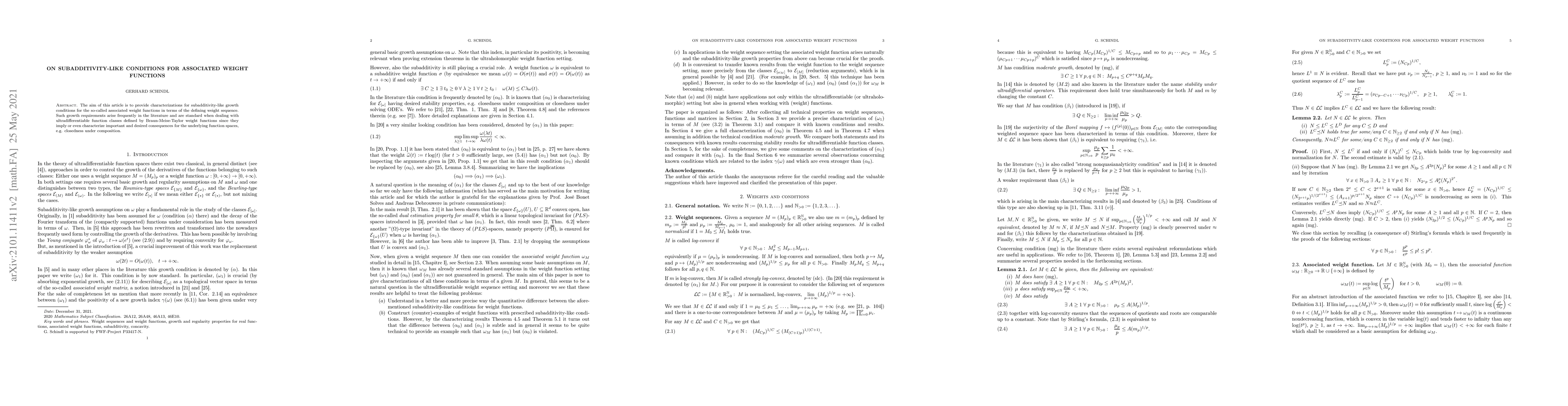 Thumbnail for On subadditivity-like conditions for associated weight functions