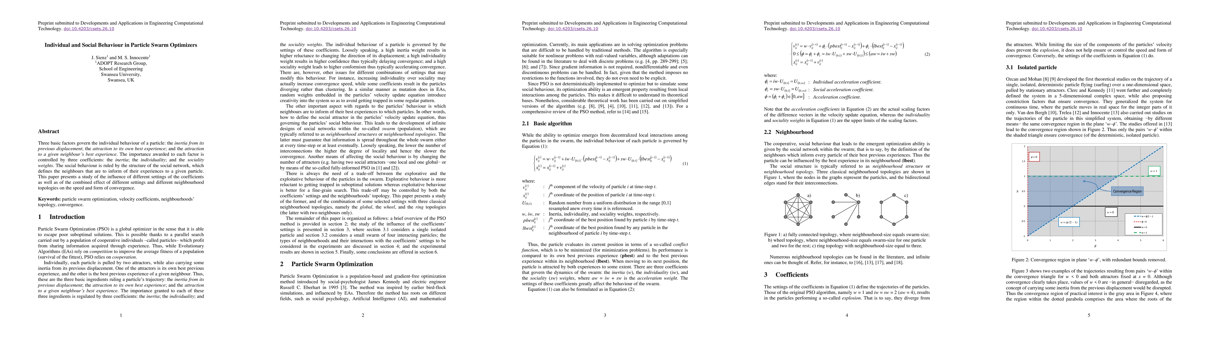 Thumbnail for Individual and Social Behaviour in Particle Swarm Optimizers