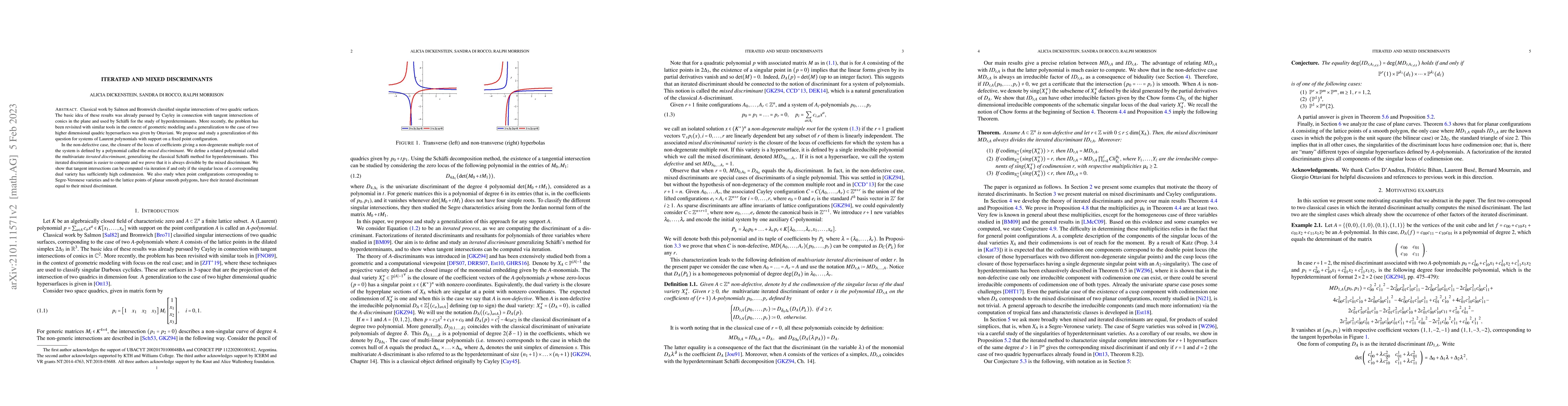 Thumbnail for Iterated and mixed discriminants