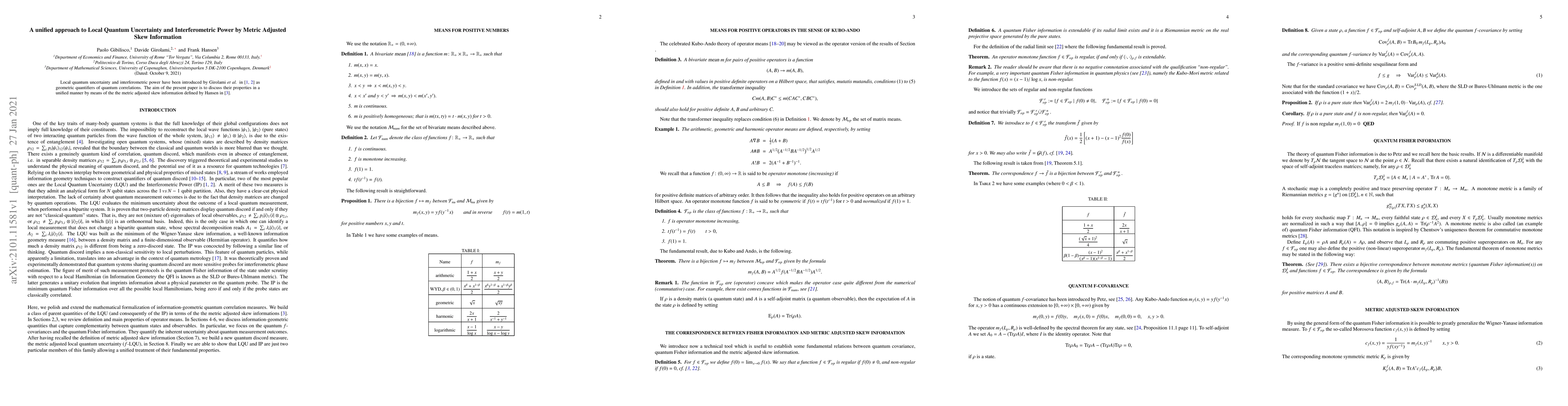 Thumbnail for A unified approach to Local Quantum Uncertainty and Interferometric
  Power by Metric Adjusted Skew Information
