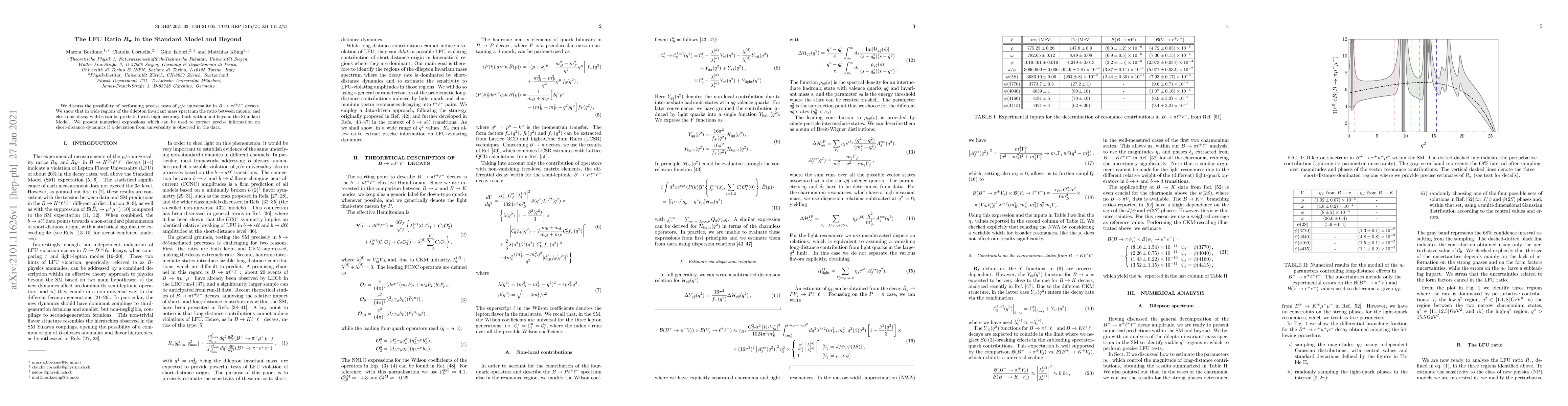 Thumbnail for The LFU Ratio $R_\pi$ in the Standard Model and Beyond
