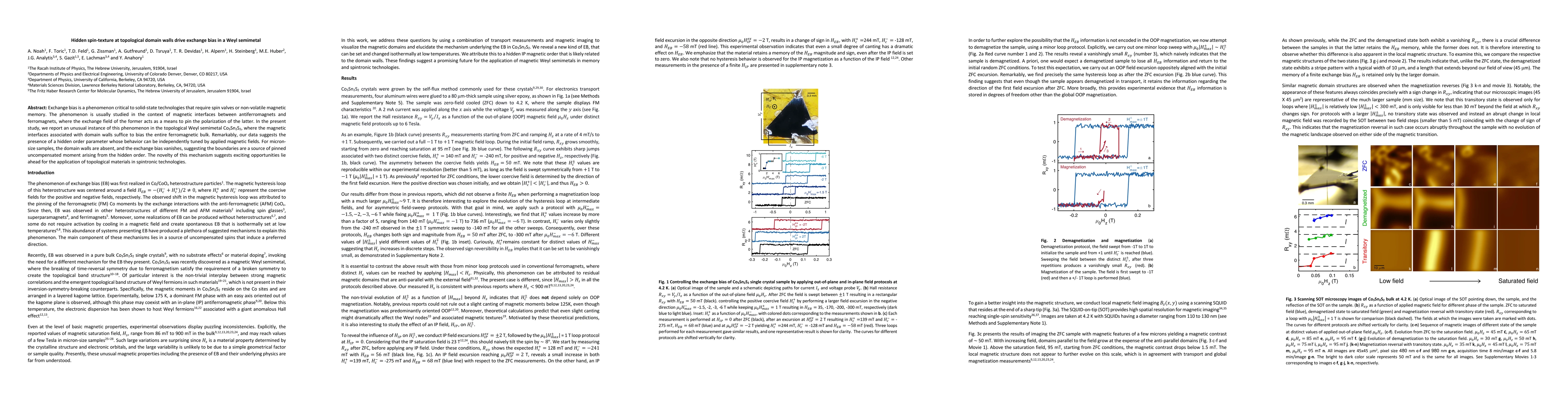 Thumbnail for Hidden spin-texture at topological domain walls drive exchange bias in a
  Weyl semimetal