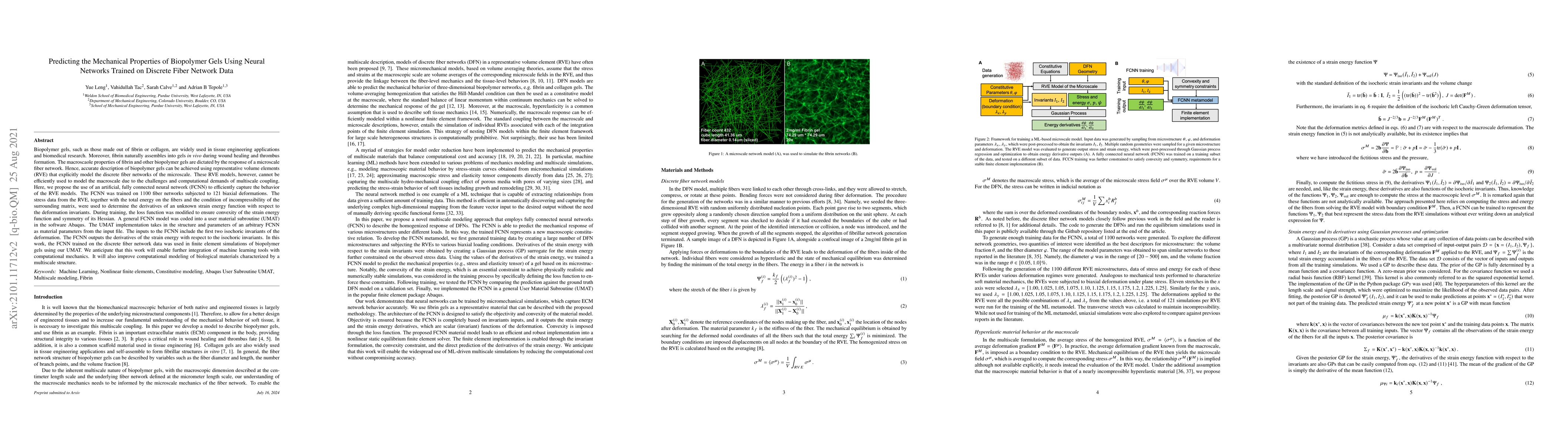 Thumbnail for Predicting the Mechanical Properties of Biopolymer Gels Using Neural
  Networks Trained on Discrete Fiber Network Data