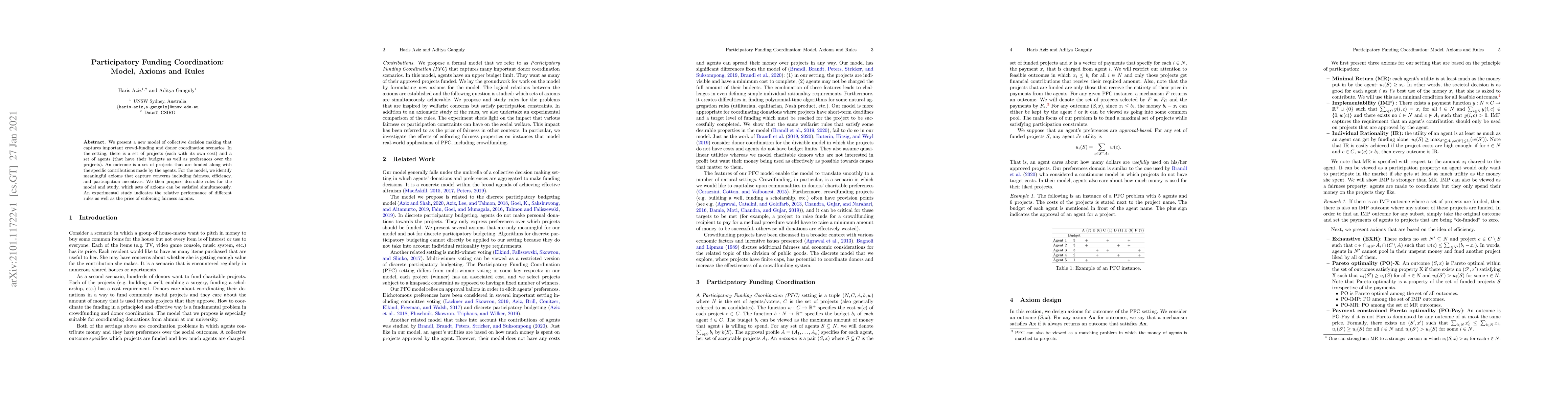 Thumbnail for Participatory Funding Coordination: Model, Axioms and Rules