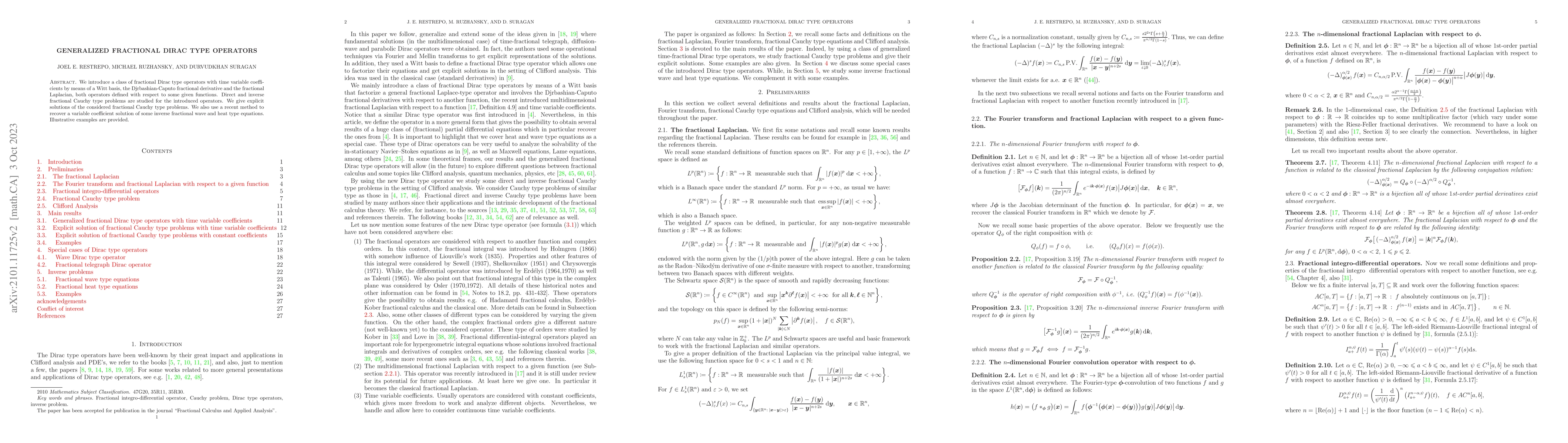 Thumbnail for Generalized fractional Dirac type operators