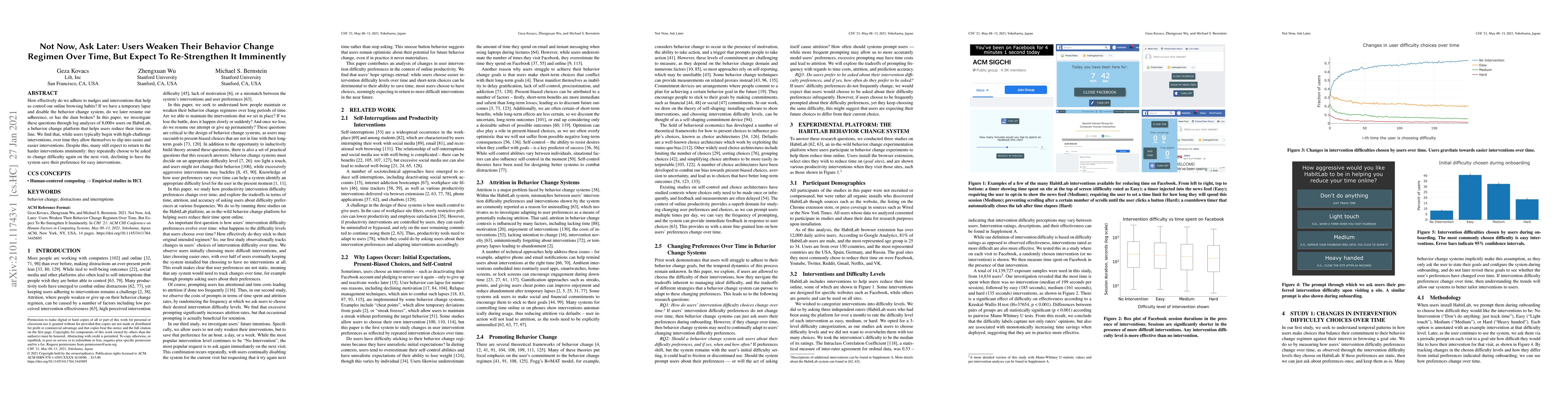 Thumbnail for Not Now, Ask Later: Users Weaken Their Behavior Change Regimen Over
  Time, But Expect To Re-Strengthen It Imminently