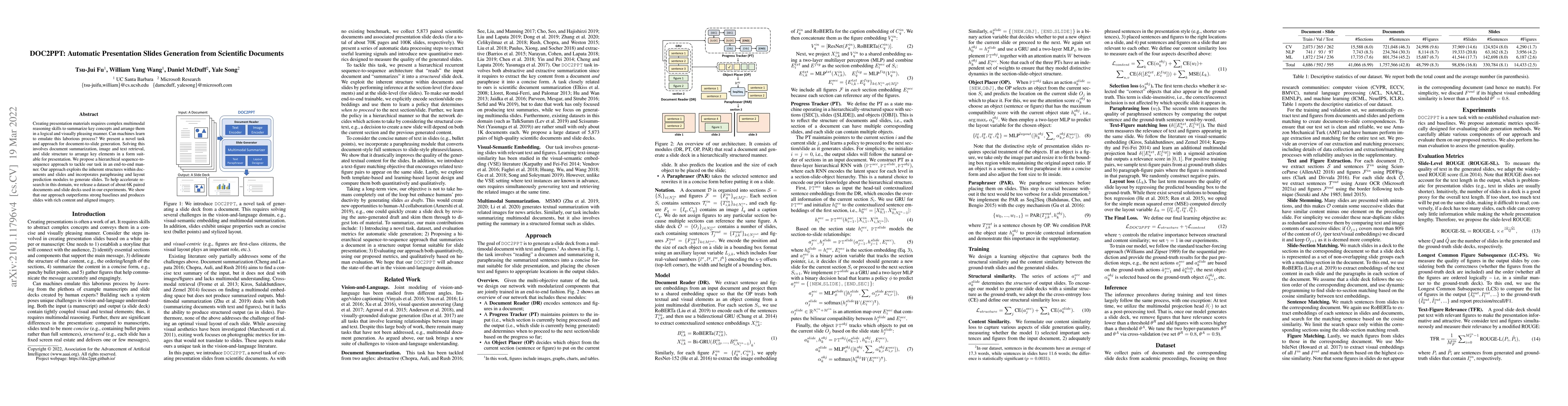 Thumbnail for DOC2PPT: Automatic Presentation Slides Generation from Scientific
  Documents