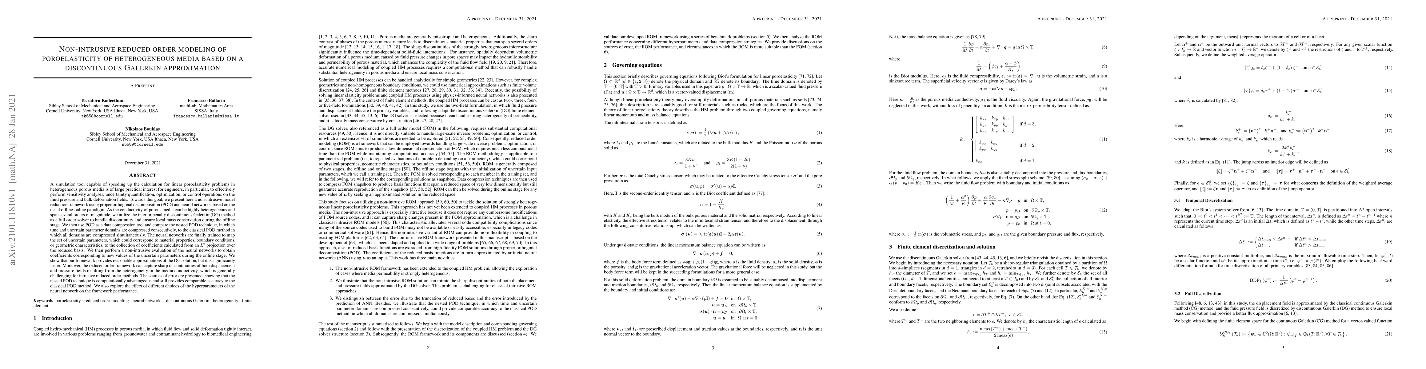 Thumbnail for Non-intrusive reduced order modeling of poroelasticity of heterogeneous
  media based on a discontinuous Galerkin approximation