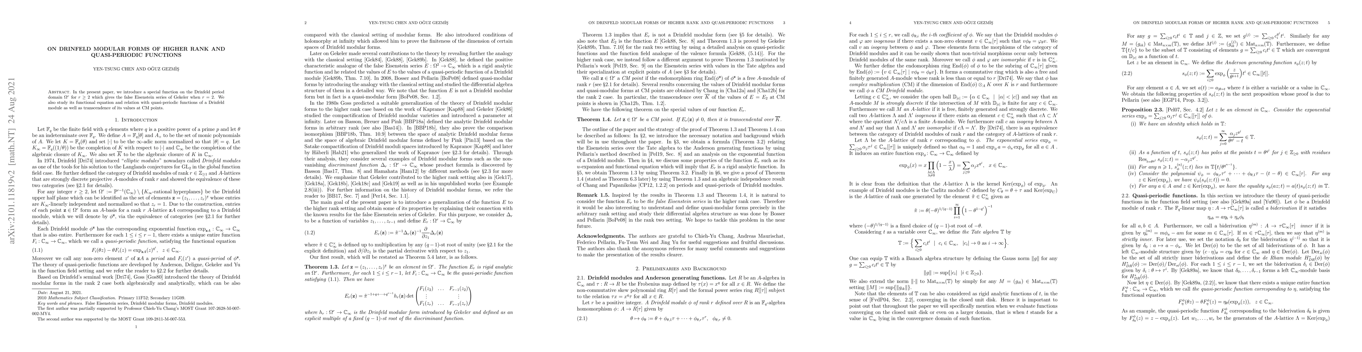 Thumbnail for On Drinfeld modular forms of higher rank and quasi-periodic functions