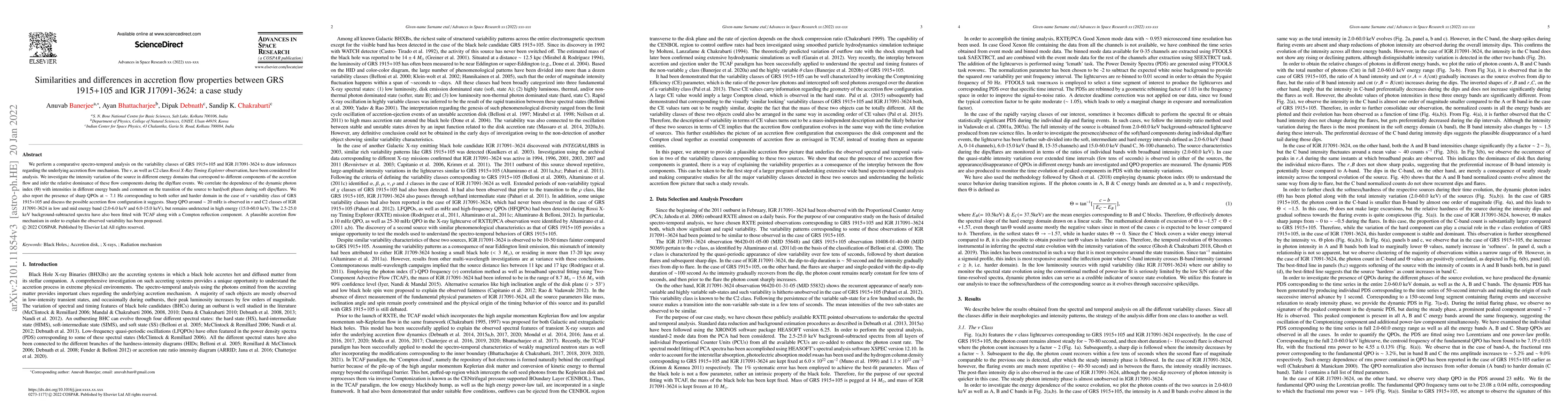 Thumbnail for Similarities and Differences in Accretion Flow Properties between GRS
  1915+105 and IGR J17091-3624: a Case Study