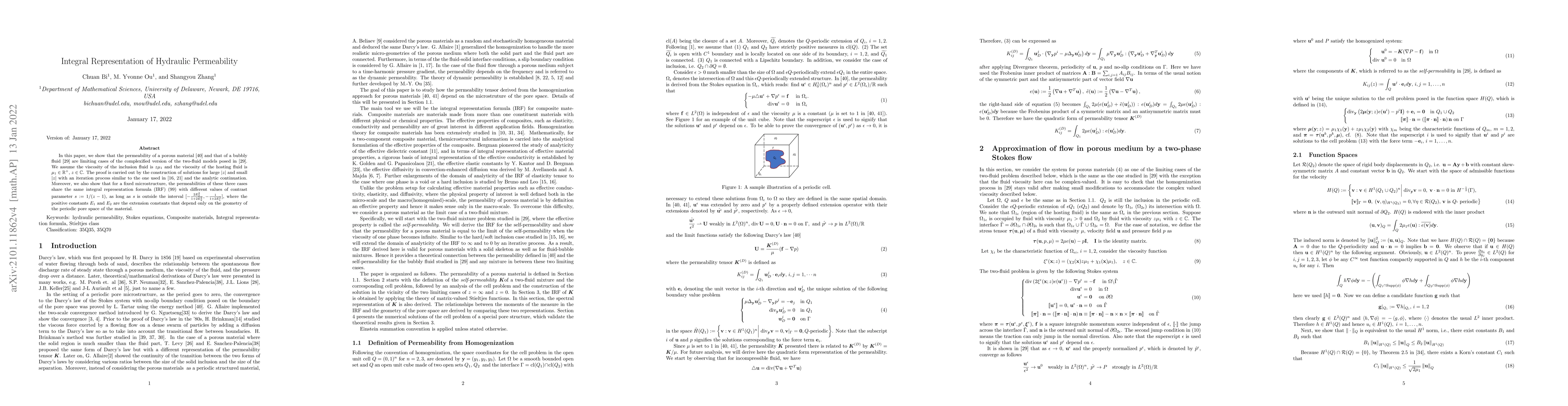 Thumbnail for Integral Representation of Hydraulic Permeability