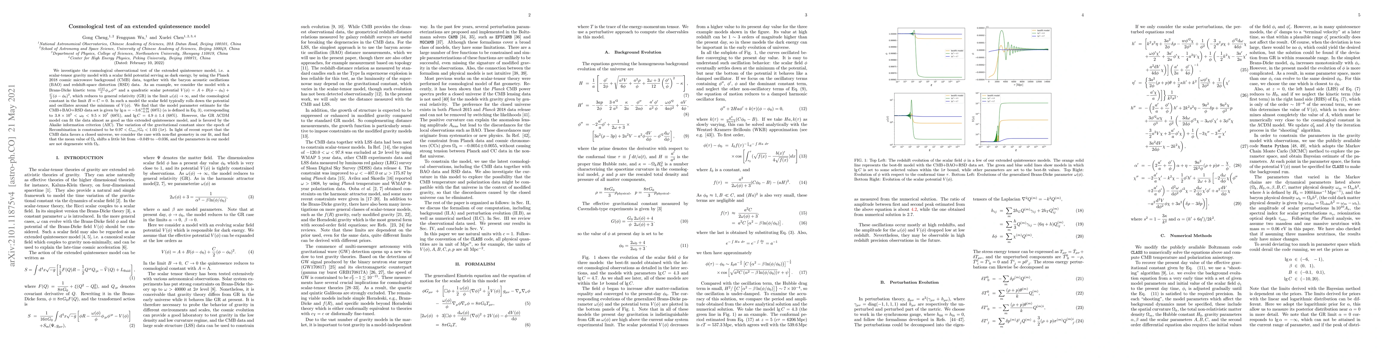 Thumbnail for Cosmological test of an extended quintessence model