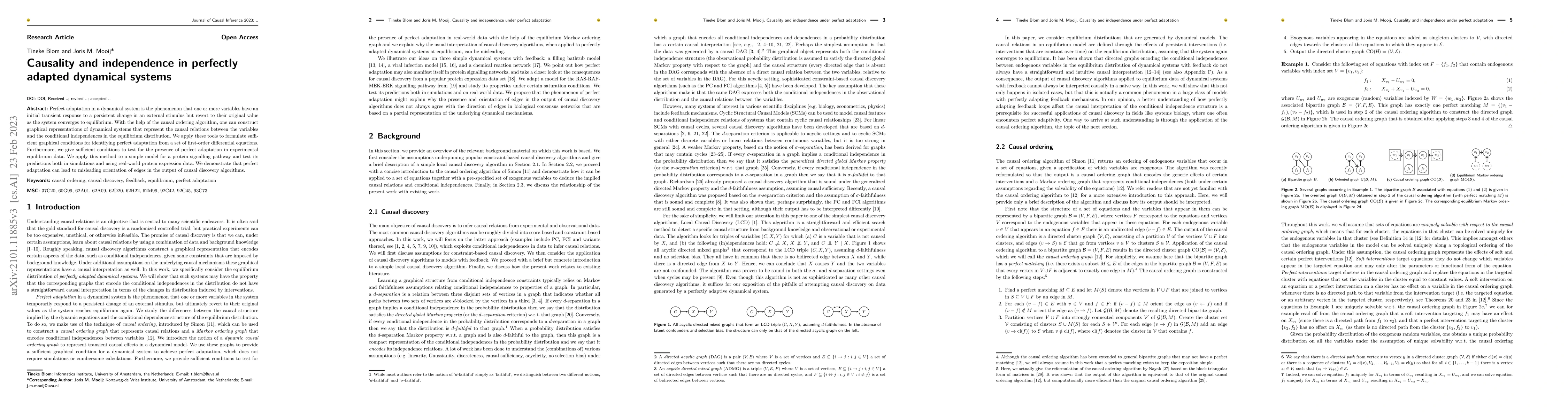 Thumbnail for Causality and independence in perfectly adapted dynamical systems