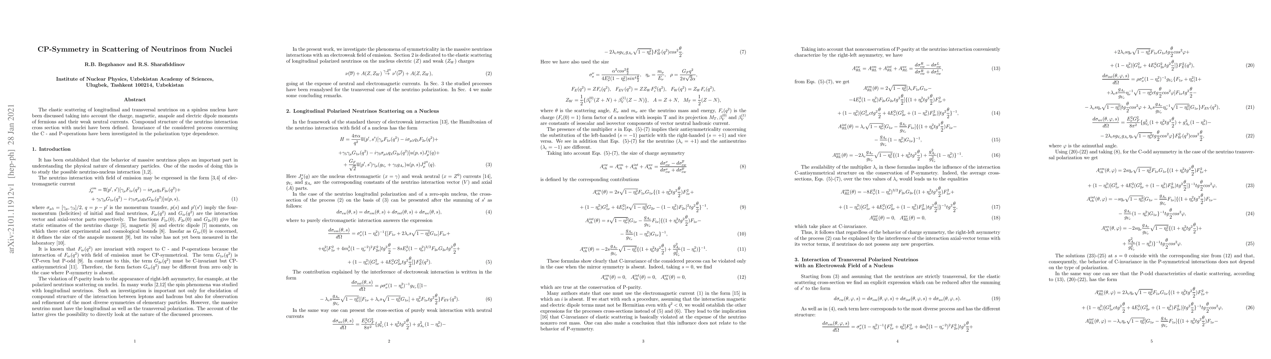 Thumbnail for CP-Symmetry in Scattering of Neutrinos from Nuclei