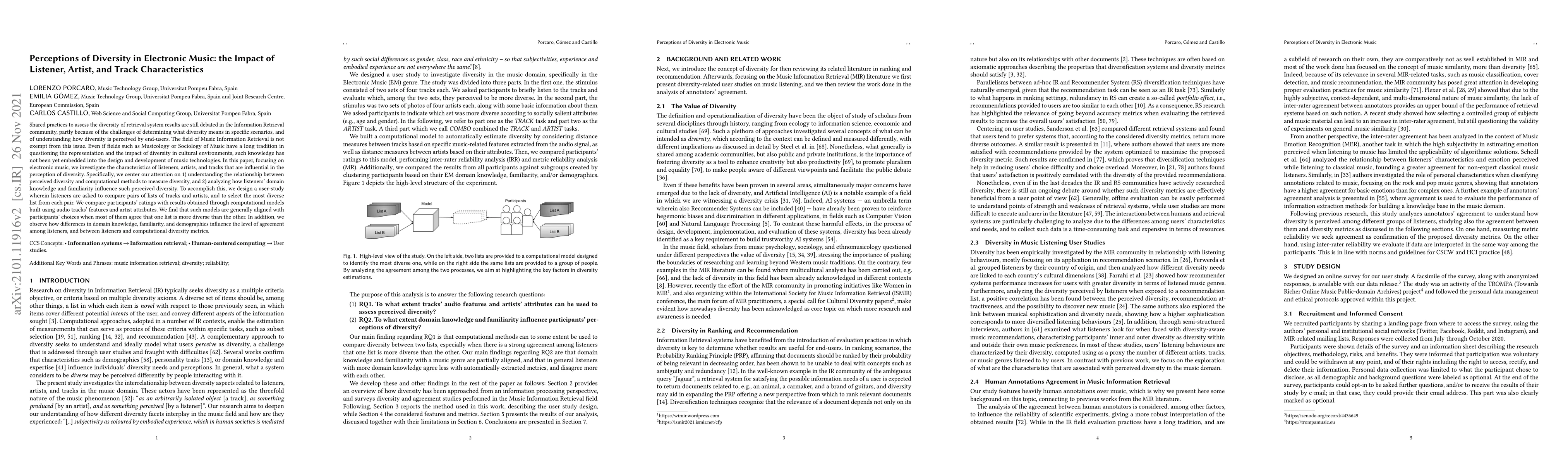 Thumbnail for Perceptions of Diversity in Electronic Music: the Impact of Listener,
  Artist, and Track Characteristics