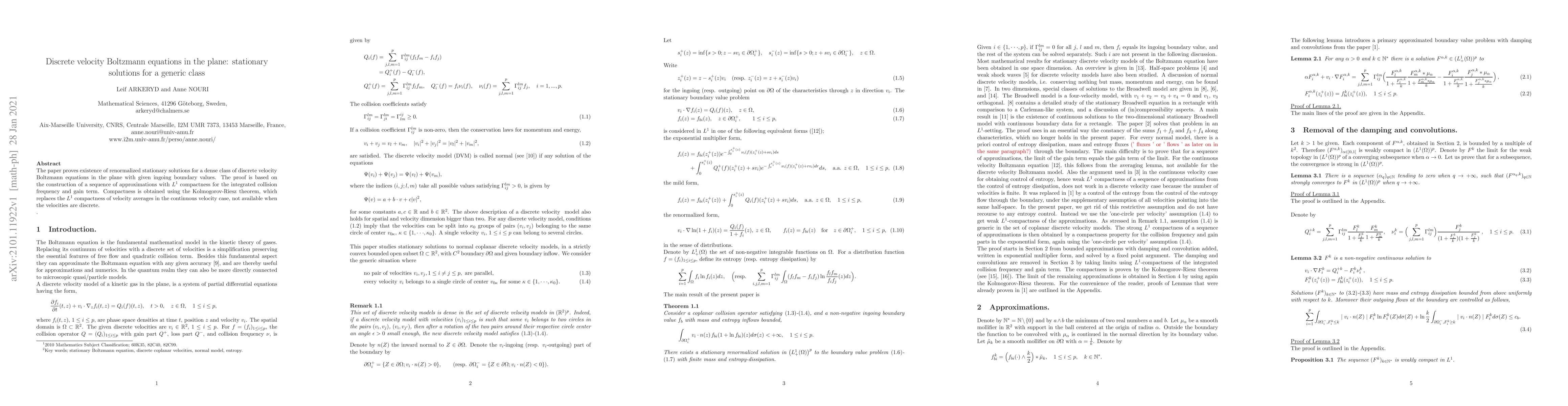 Thumbnail for Discrete velocity Boltzmann eqations in the plane:stationary solutions
  for a generic class