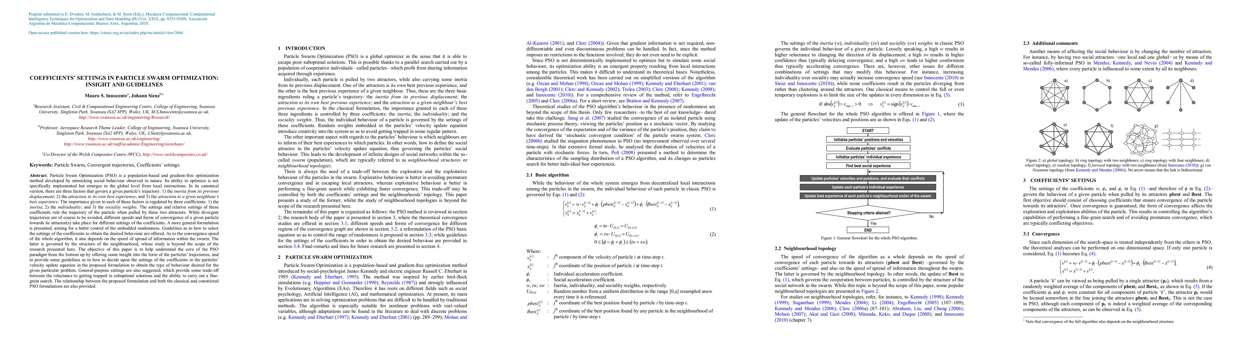 Thumbnail for Coefficients' Settings in Particle Swarm Optimization: Insight and
  Guidelines