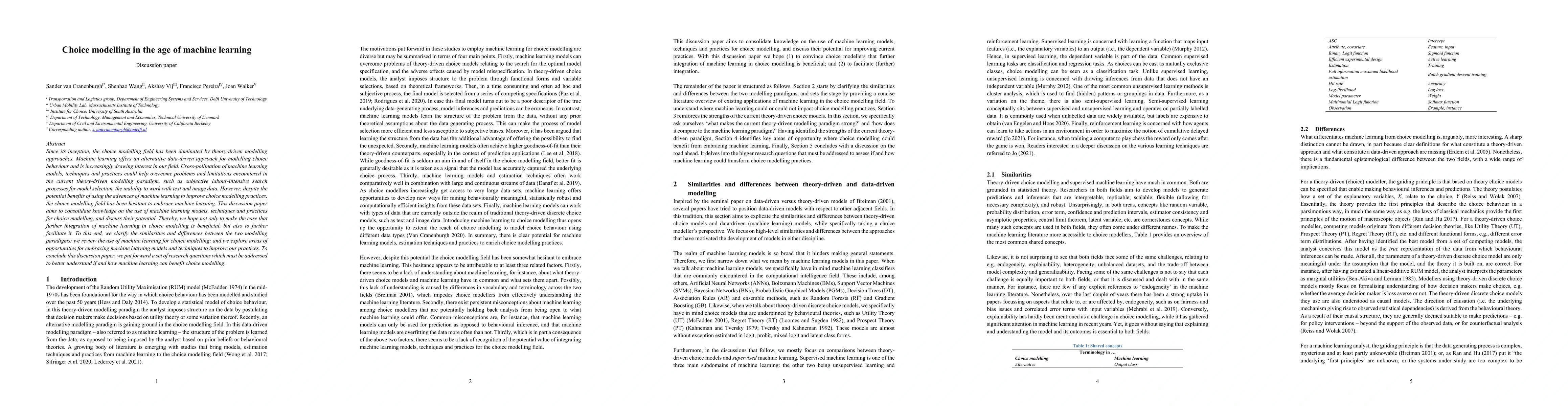 Thumbnail for Choice modelling in the age of machine learning -- discussion paper