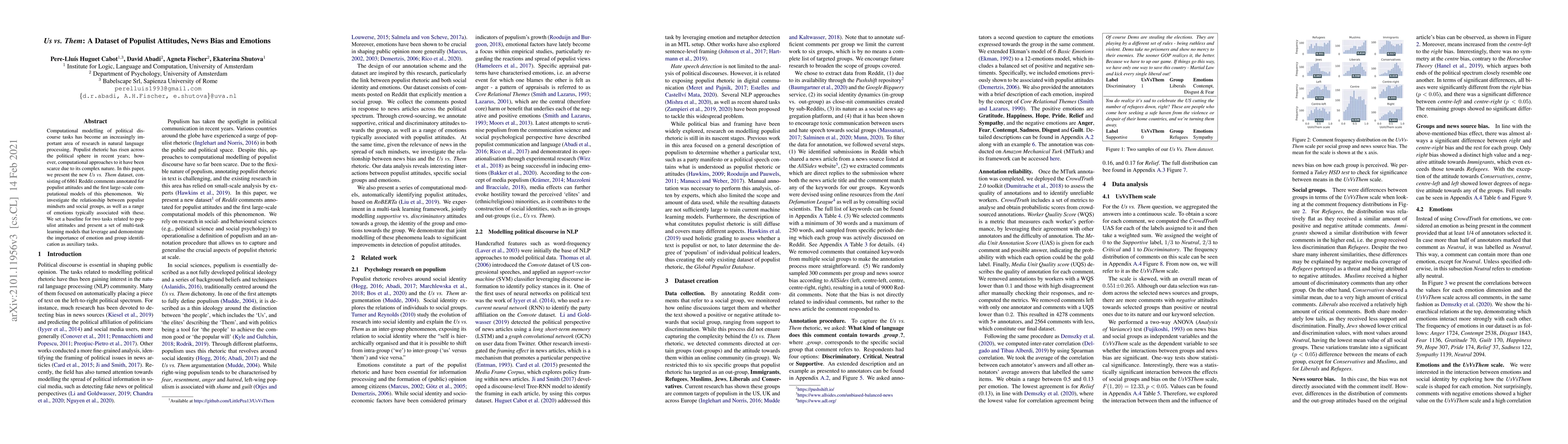 Thumbnail for Us vs. Them: A Dataset of Populist Attitudes, News Bias and Emotions