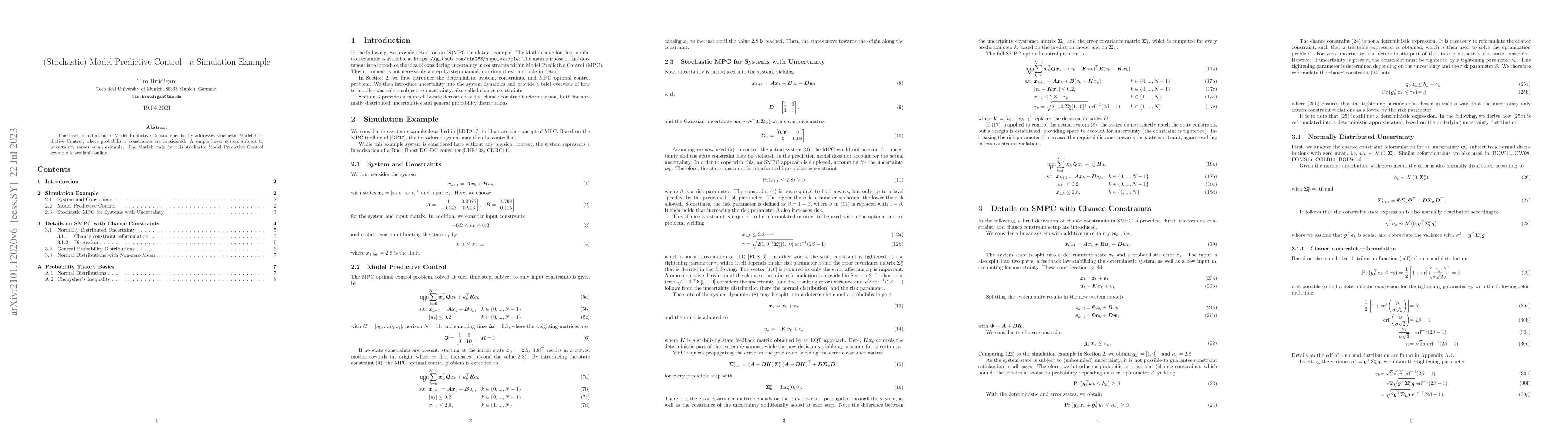Thumbnail for (Stochastic) Model Predictive Control -- a Simulation Example