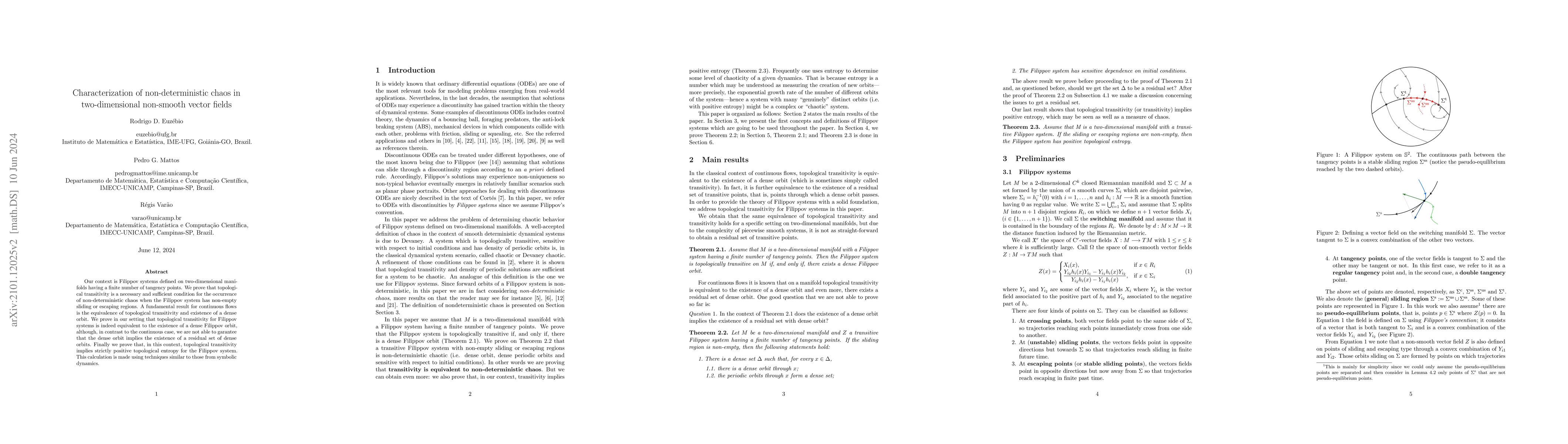 Thumbnail for Characterization of Non-Deterministic Chaos in Two-Dimensional
  Non-Smooth Vector Fields