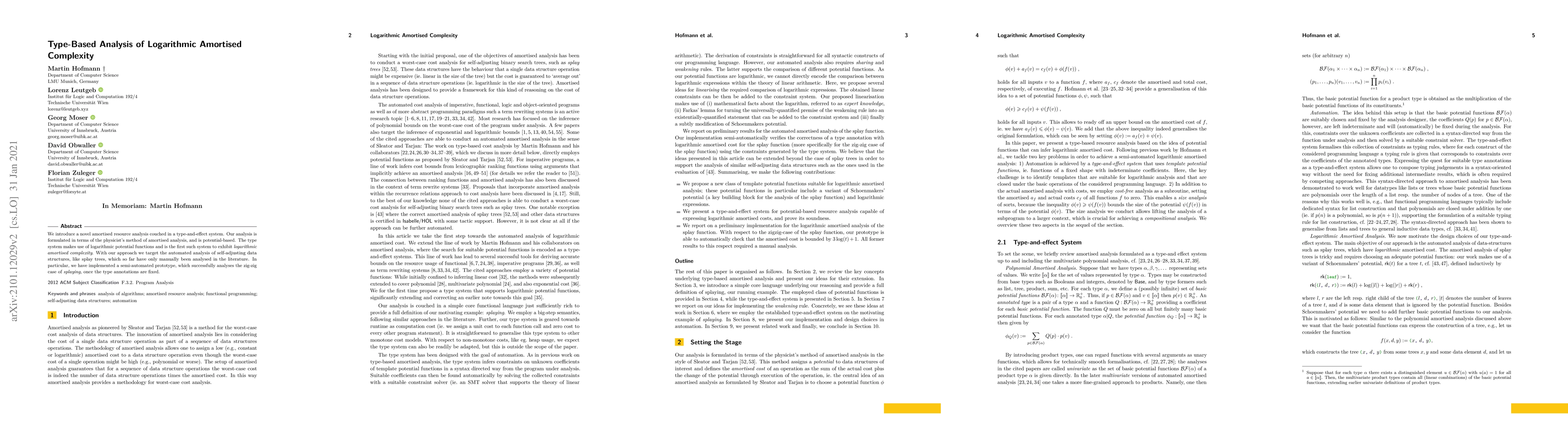Thumbnail for Type-Based Analysis of Logarithmic Amortised Complexity