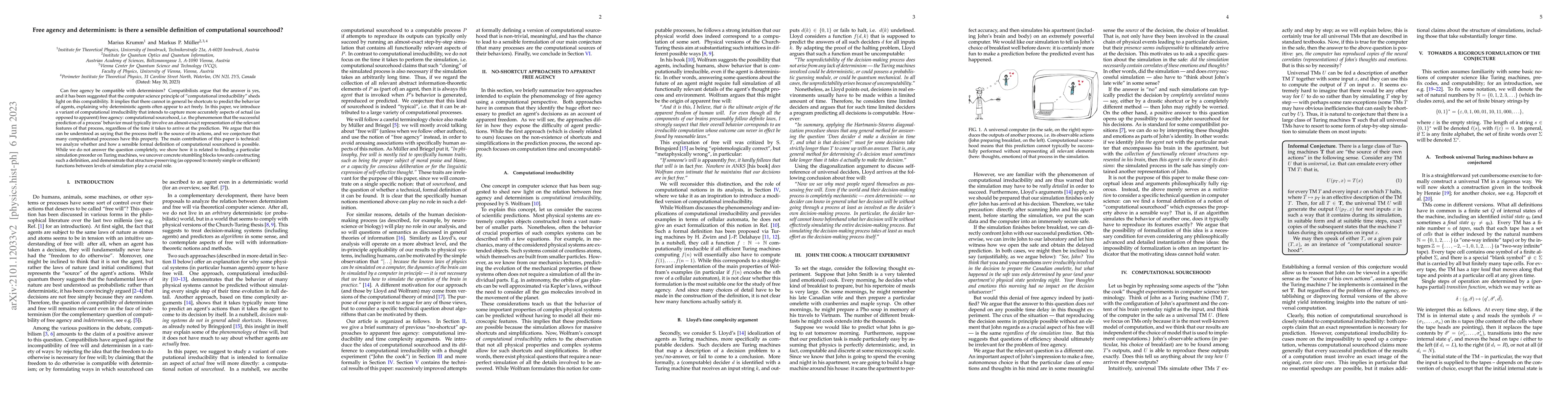 Thumbnail for Free agency and determinism: is there a sensible definition of
  computational sourcehood?