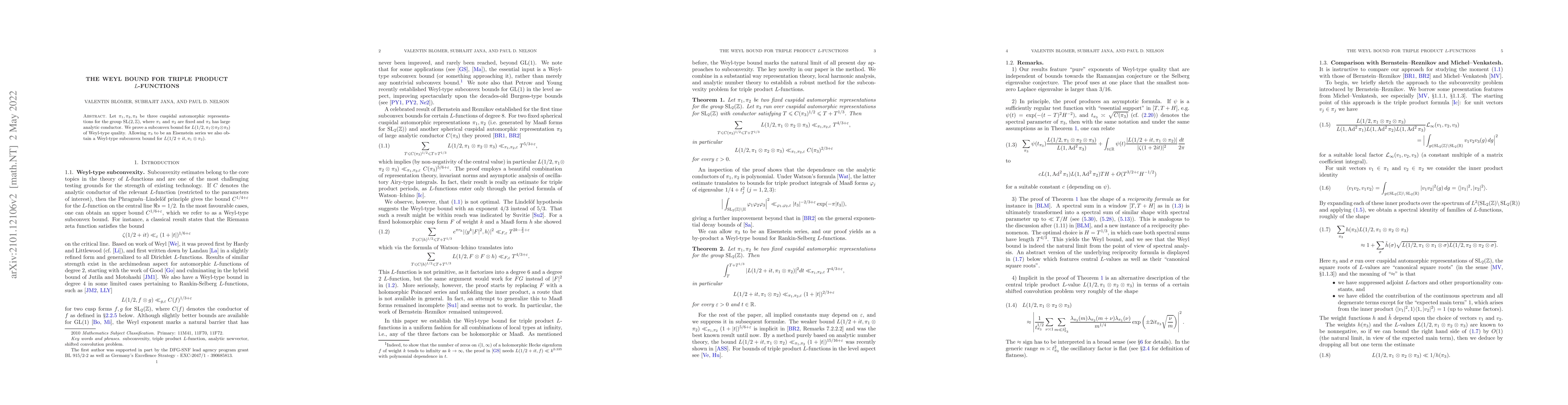 Thumbnail for The Weyl bound for triple product L-functions