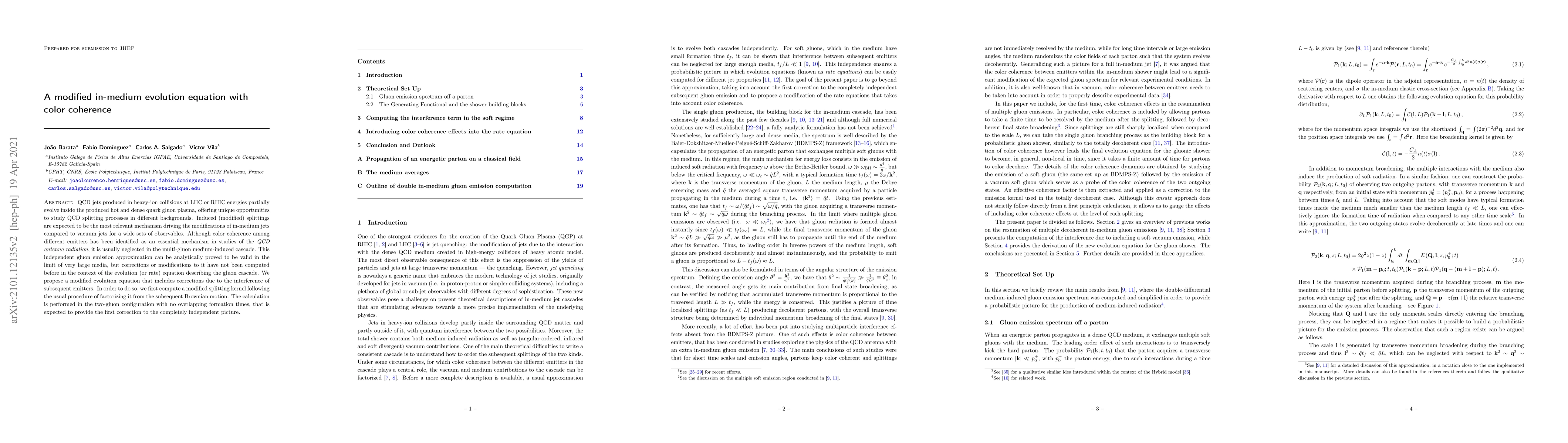 Thumbnail for A modified in-medium evolution equation with color coherence